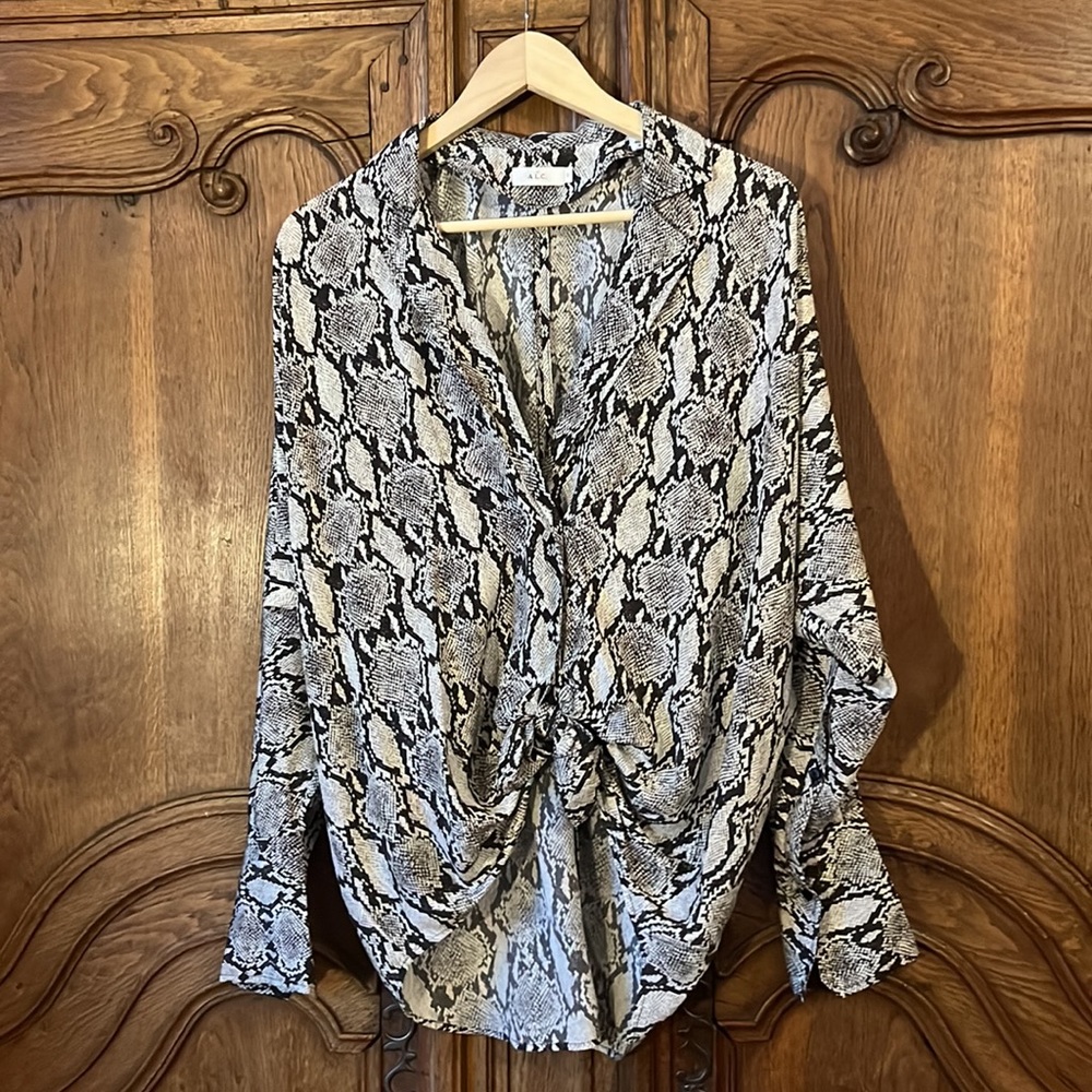 A.L.C. Silk Python Snakeskin Print Top - image 1